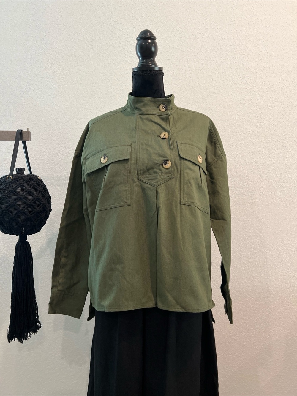 Utility Pullover Jacket in Olive Green Sz 38 NWT